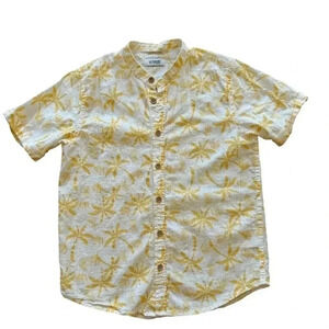 LC Waikiki Kids Grandad Collar Palm Tree  Short Sleeve Boy's Shirt SZ 9-10 #2221